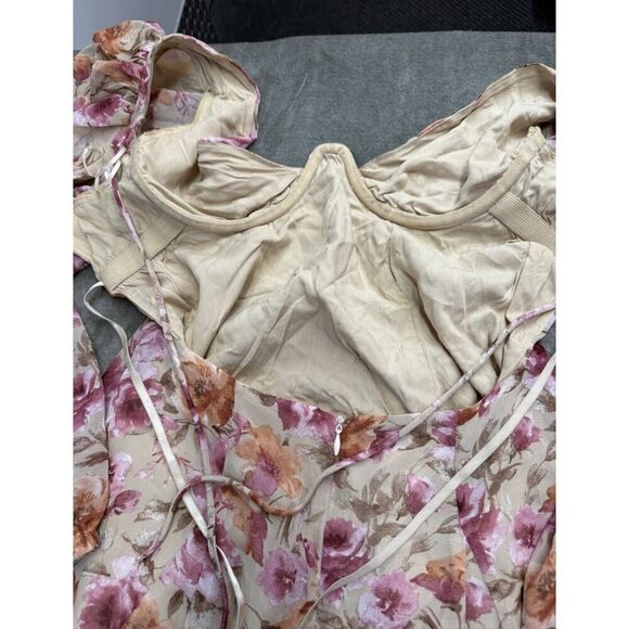 NWOT Sunday Soho Floral Boho Mini Dress with Open Back & Puff Sleeves sz S - Picture 10 of 15